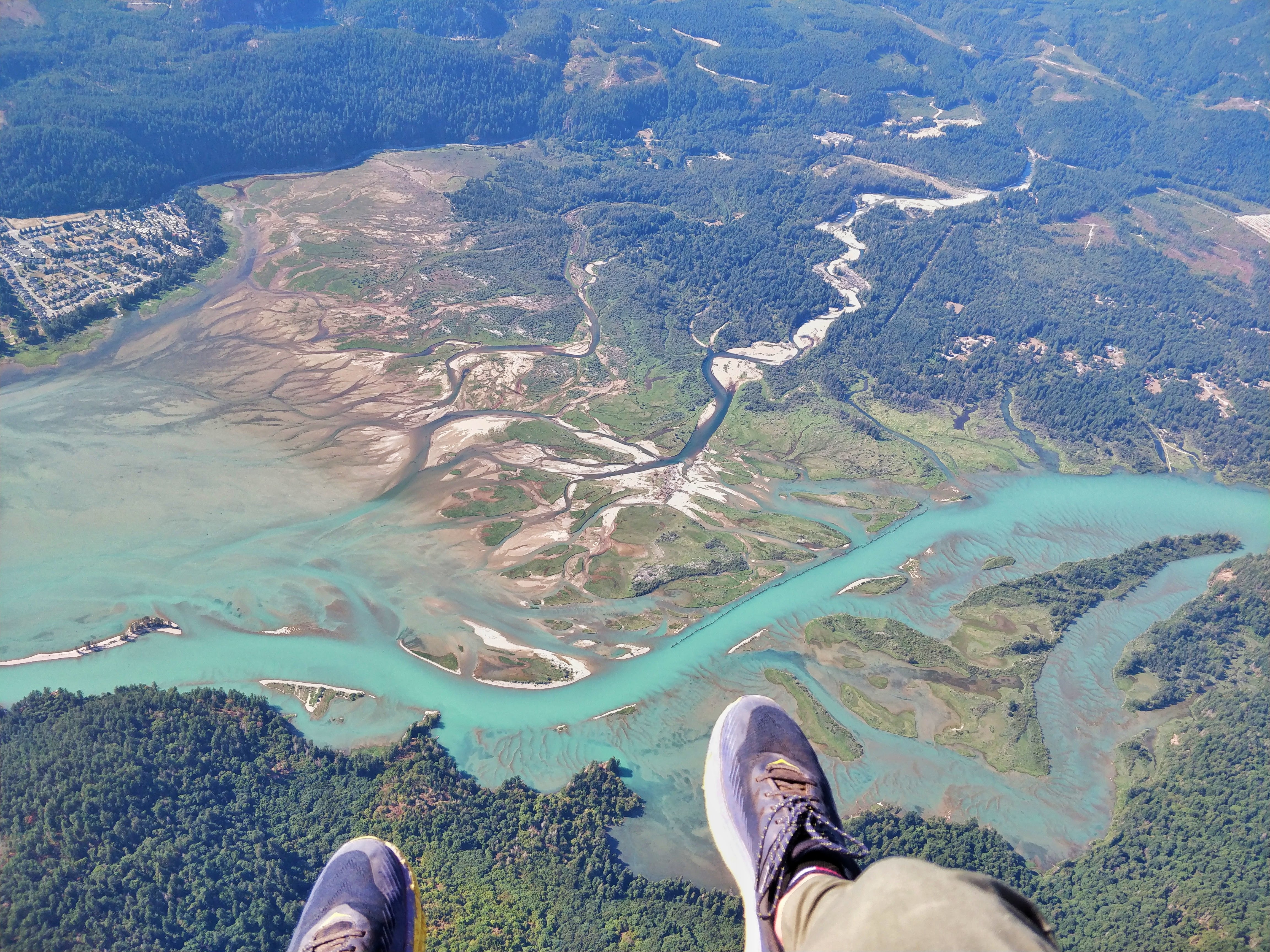 Paragliding high over the Harrison River